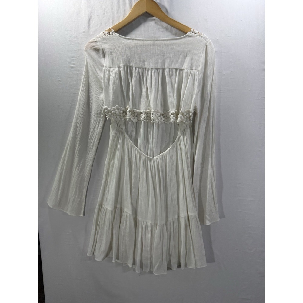 Free People Gental Dreamer Tunic Dress Women's Sm Lace Open Back Gauzy Boho - Picture 4 of 11
